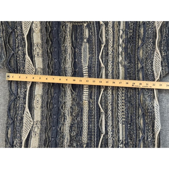 Norm Thompson Mens Sweater L Cable Knit Striped Textured Crew Neck Pullover - Picture 7 of 8